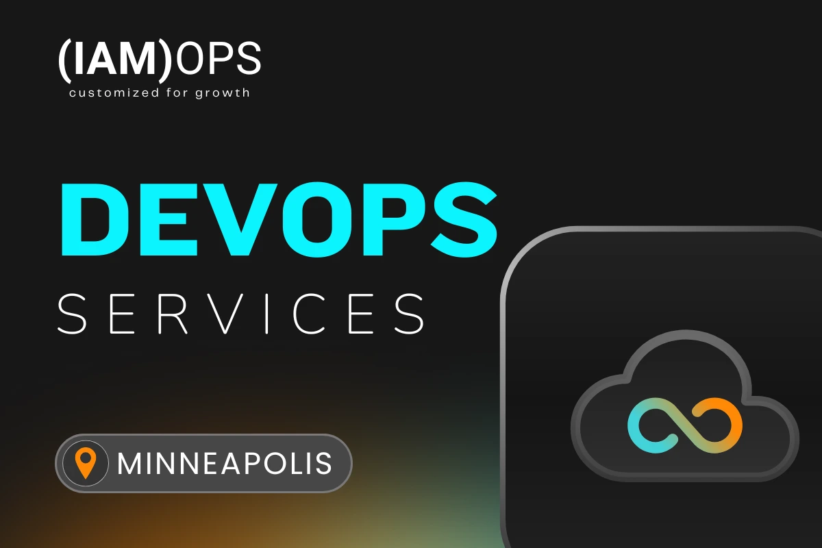 IAMOPS DevOps services with cloud automation icon and Minneapolis location tag